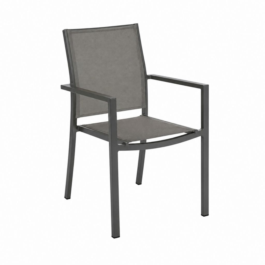 Gartenstuhl mit Armlehnen Anthrazit Aluminium Textilene rechteckige Sitzfläche 56 x 58 x 88 cm