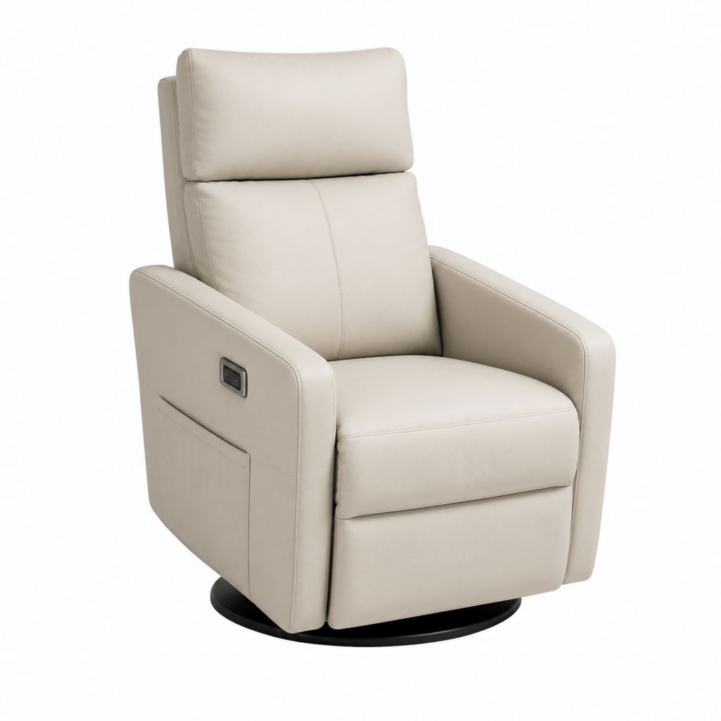 Elektrischer Relaxsessel Creme PU-Kunstleder drehbar 76 x 92 x 104 cm