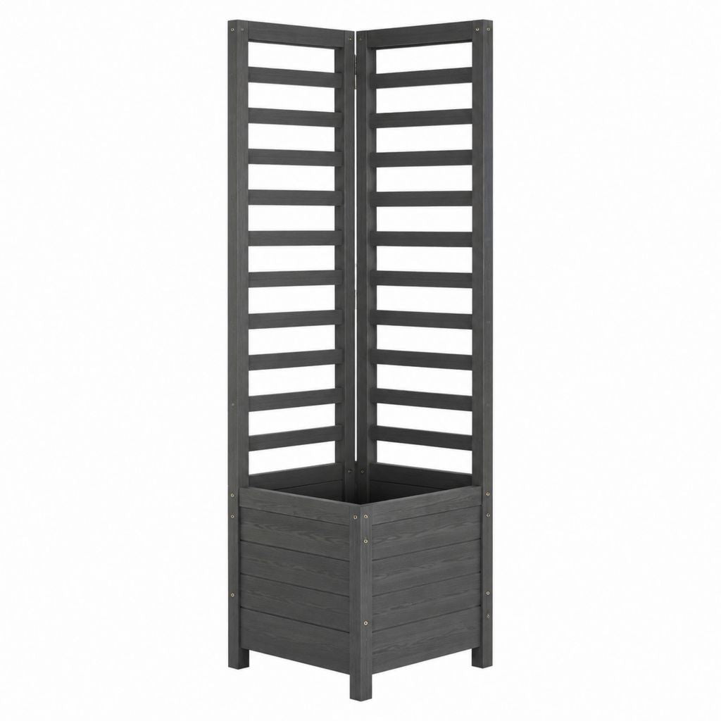 Pflanzkasten mit Rankgitter Anthrazit Massives Tannenholz Rechteckig 40 x 40 x 142 cm