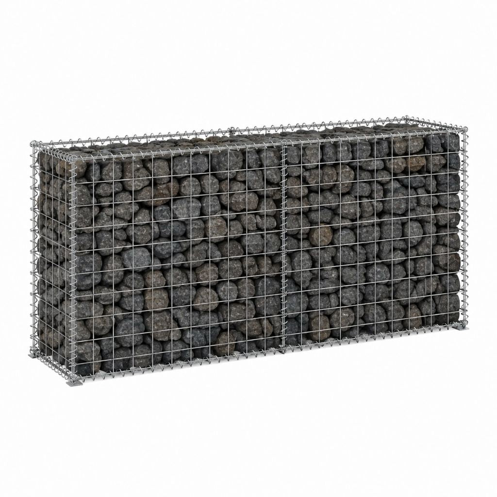 Gabionenkorb rechteckig silberfarben aus verzinktem Stahldraht 100 x 30 x 50 cm