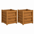 2er Set Hochbeet Pflanzkasten Braun Massives Kiefernholz Quadratisch 80 x 80 x 70 cm