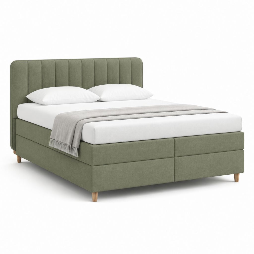 Boxspringbett rechteckig 180 x 200 cm Salbeigrün Polyester mit gepolstertem Kopfteil