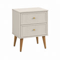 Nachttisch mit 2 Schubladen Beige MDF und Massivholz 40 x 40 x 60 cm