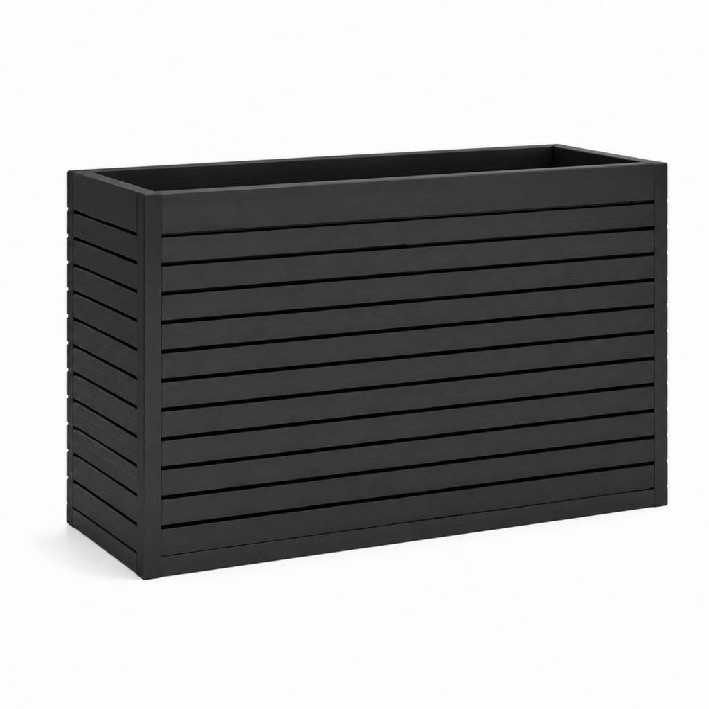 Pflanzkasten Hochbeet Schwarz aus WPC Holzfasern und Polyethylen Rechteckig 100 x 43 x 54 cm