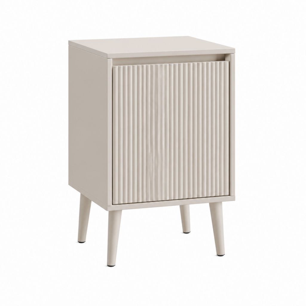 Nachttisch Cremeweiß MDF rechteckig mit Tür 40 x 35 x 60 cm
